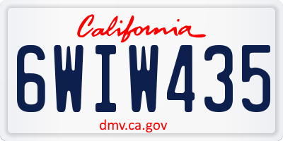 CA license plate 6WIW435