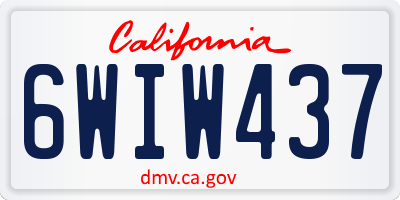 CA license plate 6WIW437