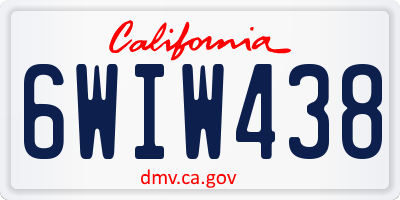 CA license plate 6WIW438