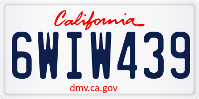CA license plate 6WIW439