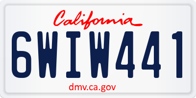 CA license plate 6WIW441
