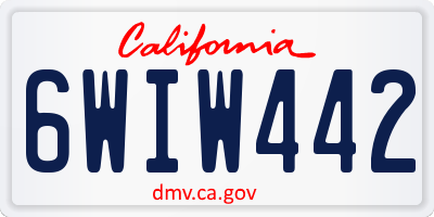 CA license plate 6WIW442