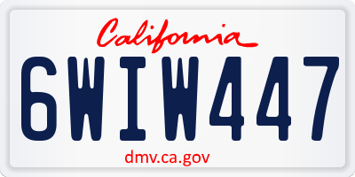 CA license plate 6WIW447