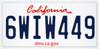 CA license plate 6WIW449