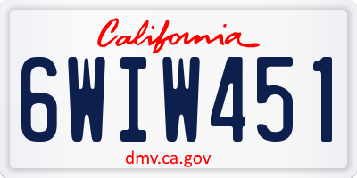 CA license plate 6WIW451