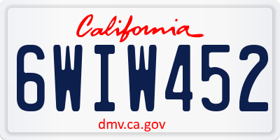 CA license plate 6WIW452