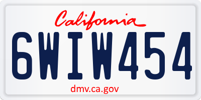 CA license plate 6WIW454