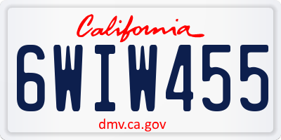 CA license plate 6WIW455