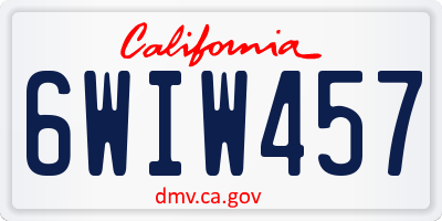 CA license plate 6WIW457