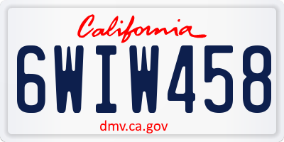 CA license plate 6WIW458