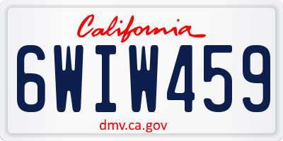 CA license plate 6WIW459