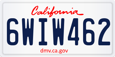 CA license plate 6WIW462