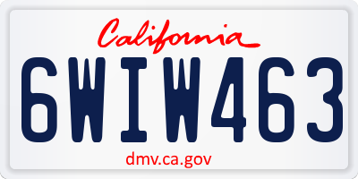 CA license plate 6WIW463