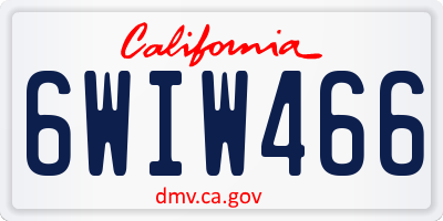 CA license plate 6WIW466
