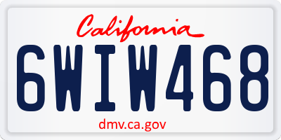 CA license plate 6WIW468