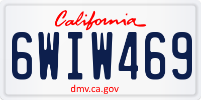 CA license plate 6WIW469