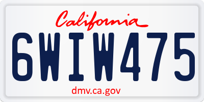 CA license plate 6WIW475