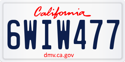 CA license plate 6WIW477