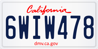 CA license plate 6WIW478