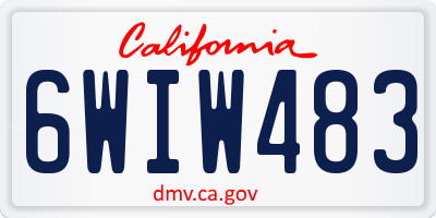 CA license plate 6WIW483
