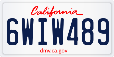CA license plate 6WIW489
