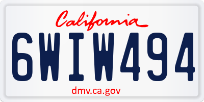 CA license plate 6WIW494