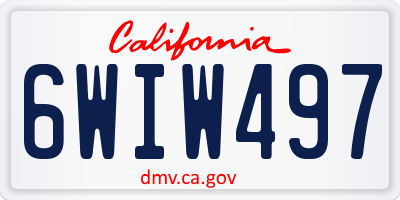 CA license plate 6WIW497