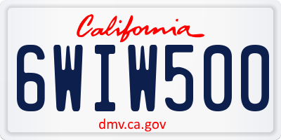 CA license plate 6WIW500