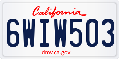 CA license plate 6WIW503