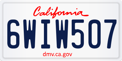 CA license plate 6WIW507