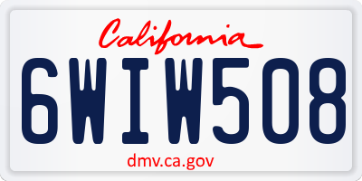 CA license plate 6WIW508