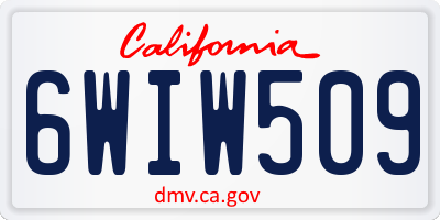 CA license plate 6WIW509