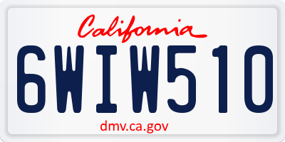 CA license plate 6WIW510