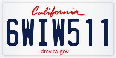 CA license plate 6WIW511
