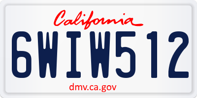 CA license plate 6WIW512