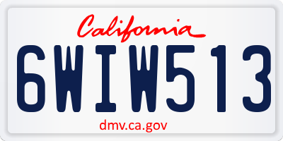 CA license plate 6WIW513