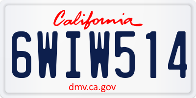 CA license plate 6WIW514