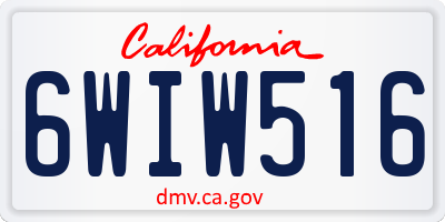 CA license plate 6WIW516