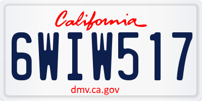 CA license plate 6WIW517