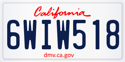 CA license plate 6WIW518