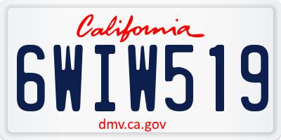 CA license plate 6WIW519
