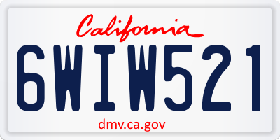 CA license plate 6WIW521