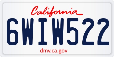 CA license plate 6WIW522