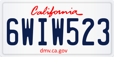 CA license plate 6WIW523