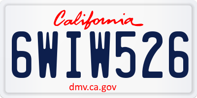 CA license plate 6WIW526