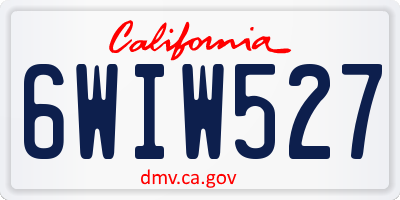 CA license plate 6WIW527