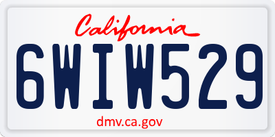 CA license plate 6WIW529