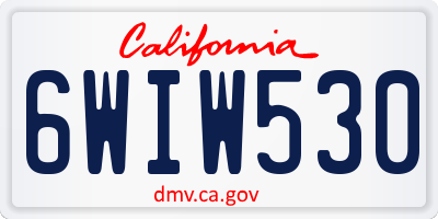 CA license plate 6WIW530