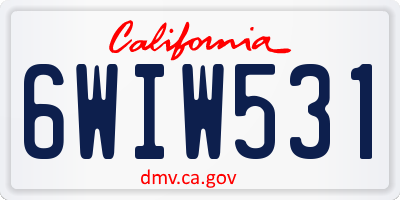 CA license plate 6WIW531