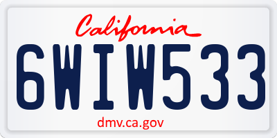 CA license plate 6WIW533